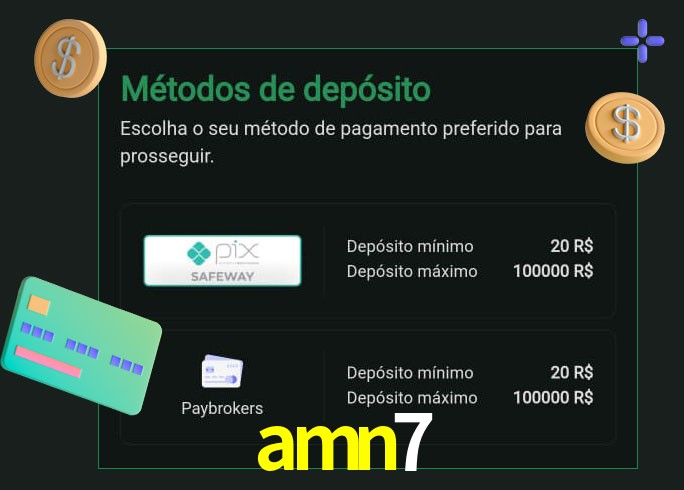 O cassino amn7 oferece uma grande variedade de métodos de pagamento